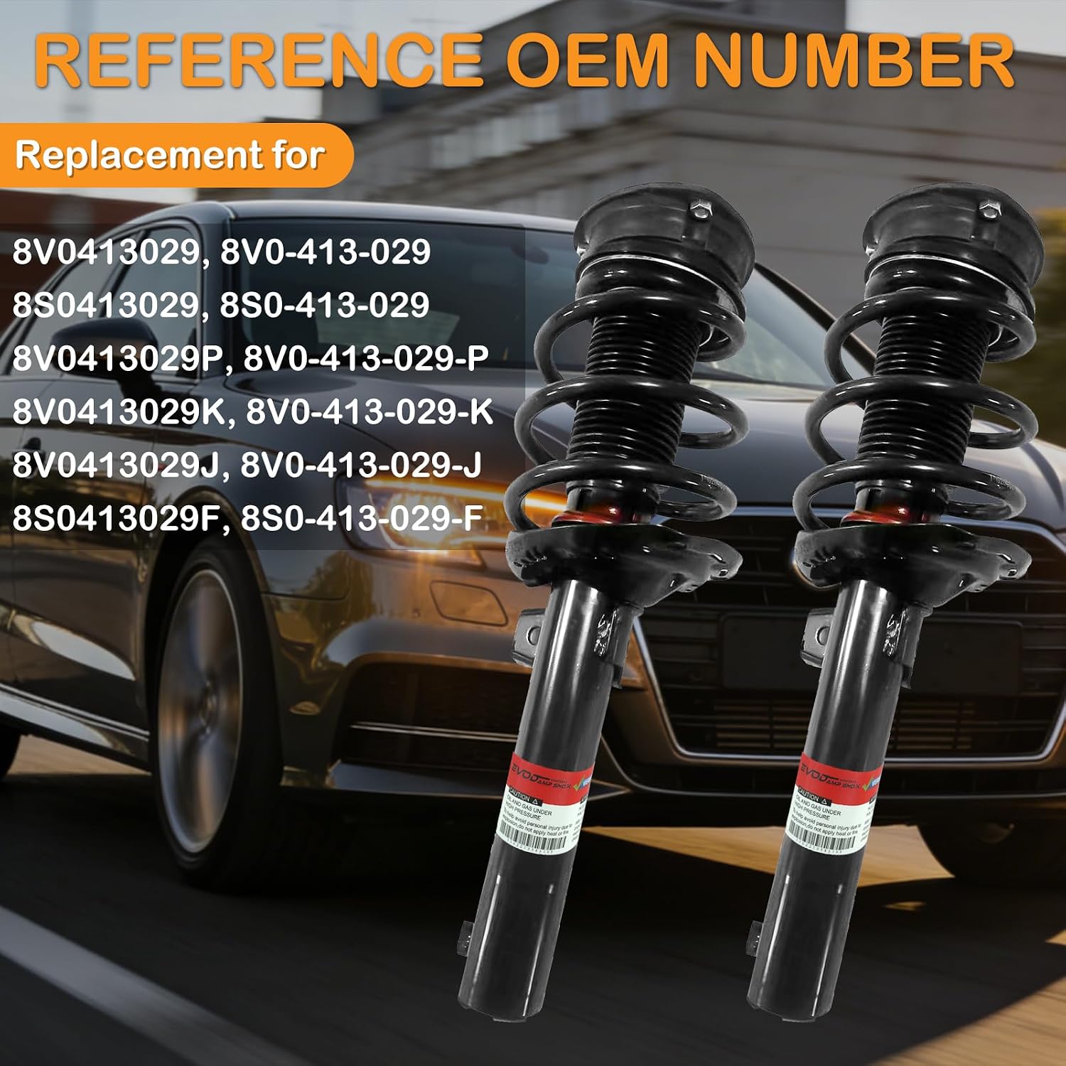 8V0413029 Pair Front Struts Shocks Absorber Assembly w/Magnetic for 2016-2022 Audi A3 S3 RS3 TT TTS TTRS Replace 8V0413029K 8V0413029J 8V0413029P 8S0413029F 8S0413029