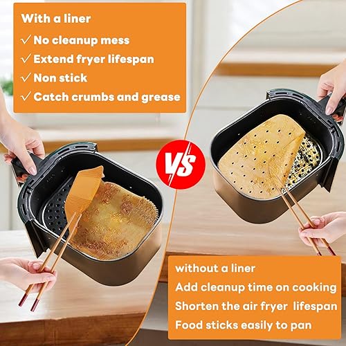 Miniatura 5 de Forros de papel desechables para freidora de aire Ninja Dual Airfryer, papel pergamino antiadherente rectangular, accesorios para freidora de aire,