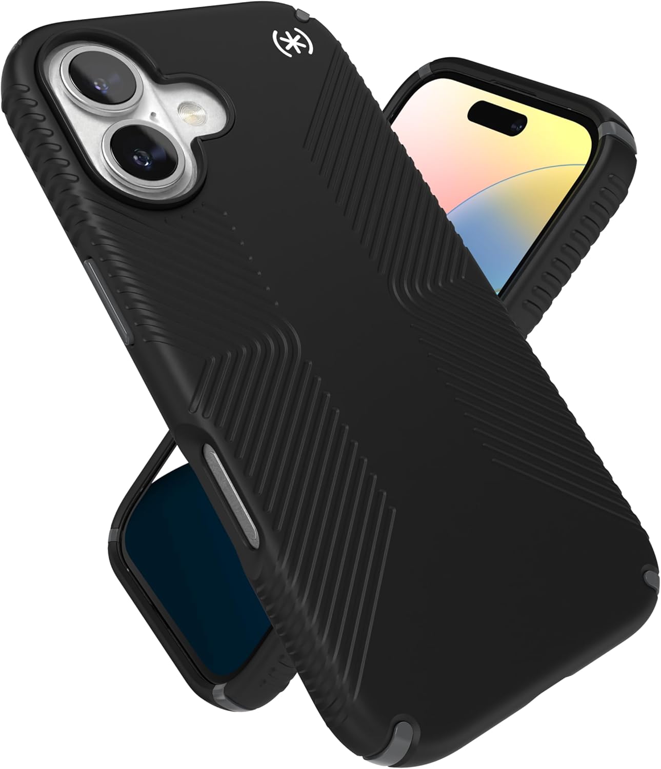 Speck Black iPhone 16 Case - Slim Phone Case iPhone 16 - iPhone 16 Phone Case - Presidio 2 Grip - Black/Slate