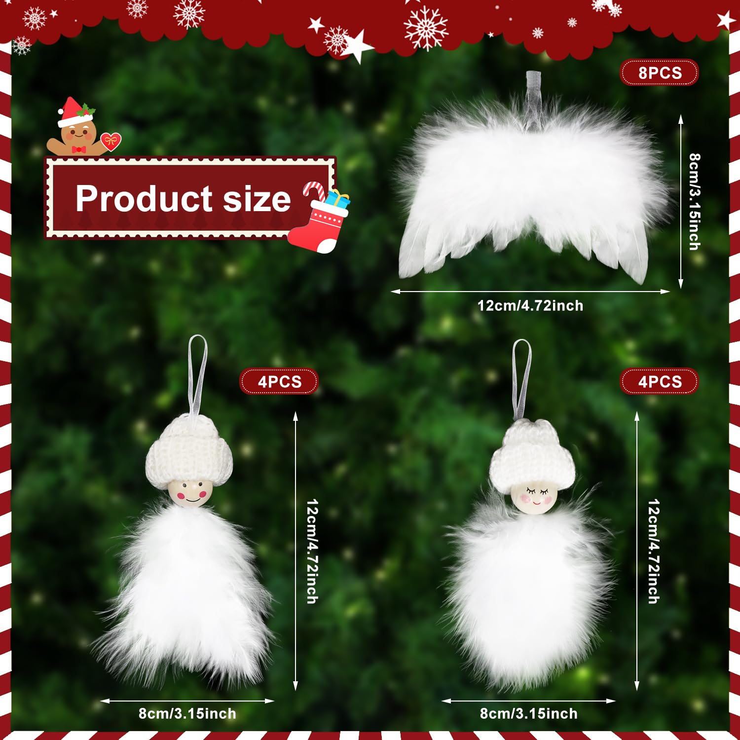 16 Décorations De Noël Ailes En Plumes D'ange - Blanc, Avec Ruban - Pour Sapin, Fenêtre, Décoration Intérieure