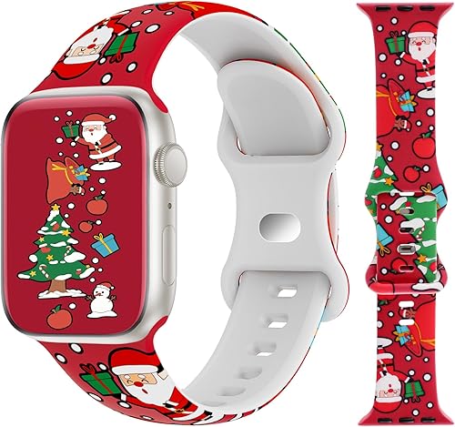 Miniatura 10 de TSAAGAN Correas de silicona navideñas compatibles con Apple Watch Band de 1.496 in, 1.575 in, 1.614 in, 1.654 in, 1.732 in, 1.772 in, correa suave