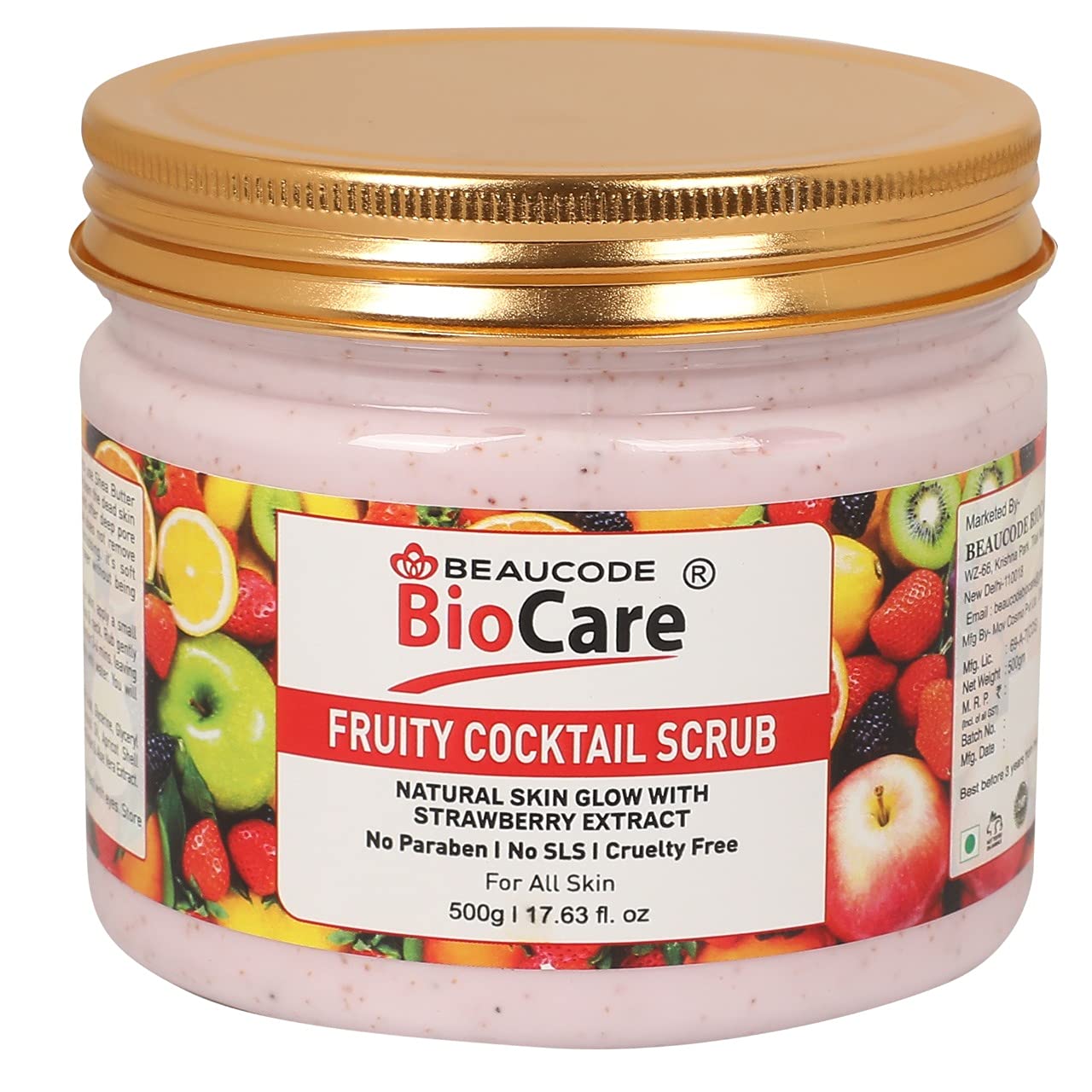 Beaucode Biocare Skin Glow Fruity Cocktail Face and Body Scrub || Facial || (Paraben| & Cruelty Free) - 500g