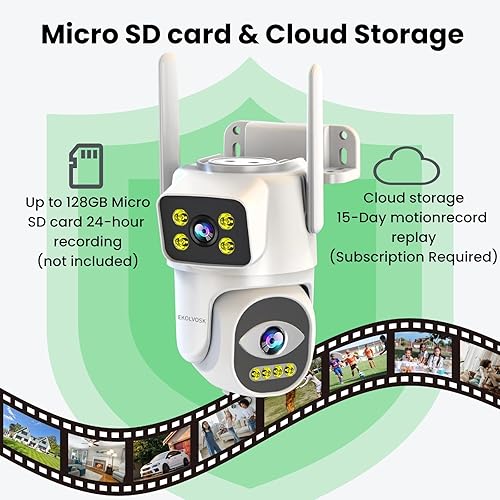Miniatura 9 de Cámaras de seguridad inalámbricas para exteriores, cámaras WiFi de doble lente para seguridad del hogar, alarma de luz de seguimiento automático y