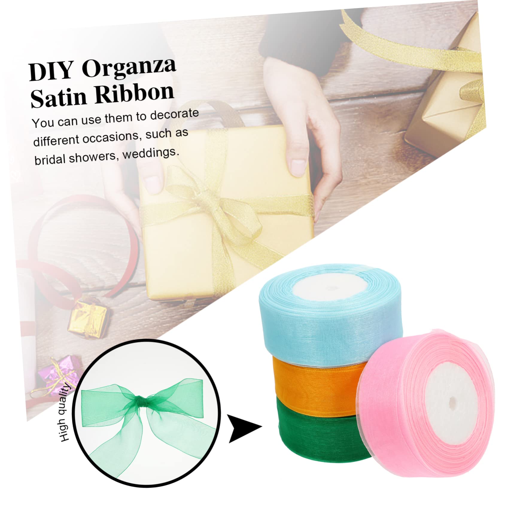 VILLCASE 3 Set Di Nastri Di Organza Trasparenti Nastri Con Frange Artigianali in Chiffon E Raso Fatti A Mano Per Artigianato 4 * 3