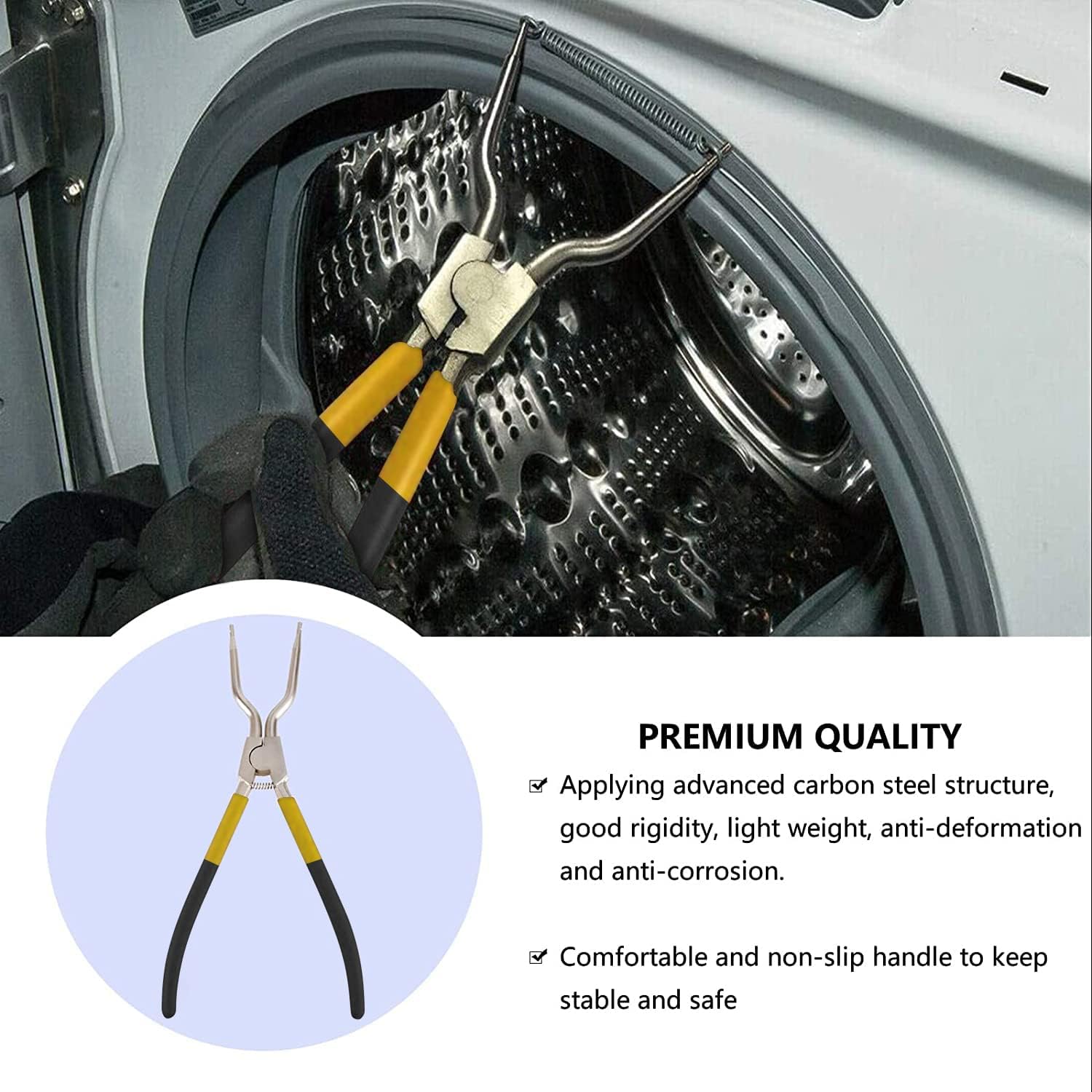 383EER4001A Washing Machine Outer Tub Spring Removal Tool, Solid Metal Washer Spring Expansion Tool, Replacement for LG and Samsung TJTSE-1, 1268535, AH3569695, EA3569695, B00AMF8HF8 - Yellow