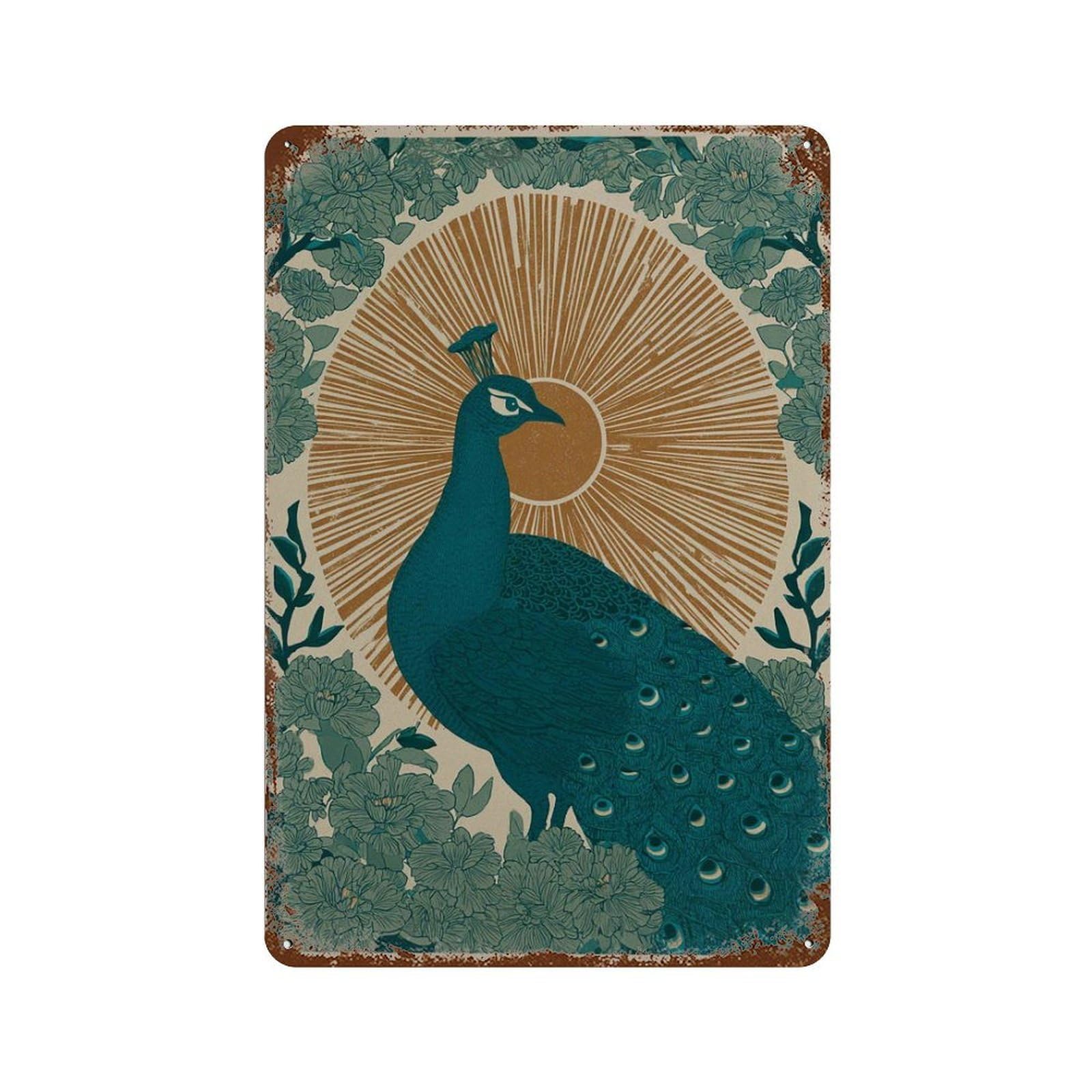 xiaoxiaoshen Peacock – Regal Bird Work Botanical Floral Inspired Nature Elegant Wall Decor Art Metal Tin Poster Modern Home Decor Art Home Bar Shop Decorations Vintage Sign 30x20cm