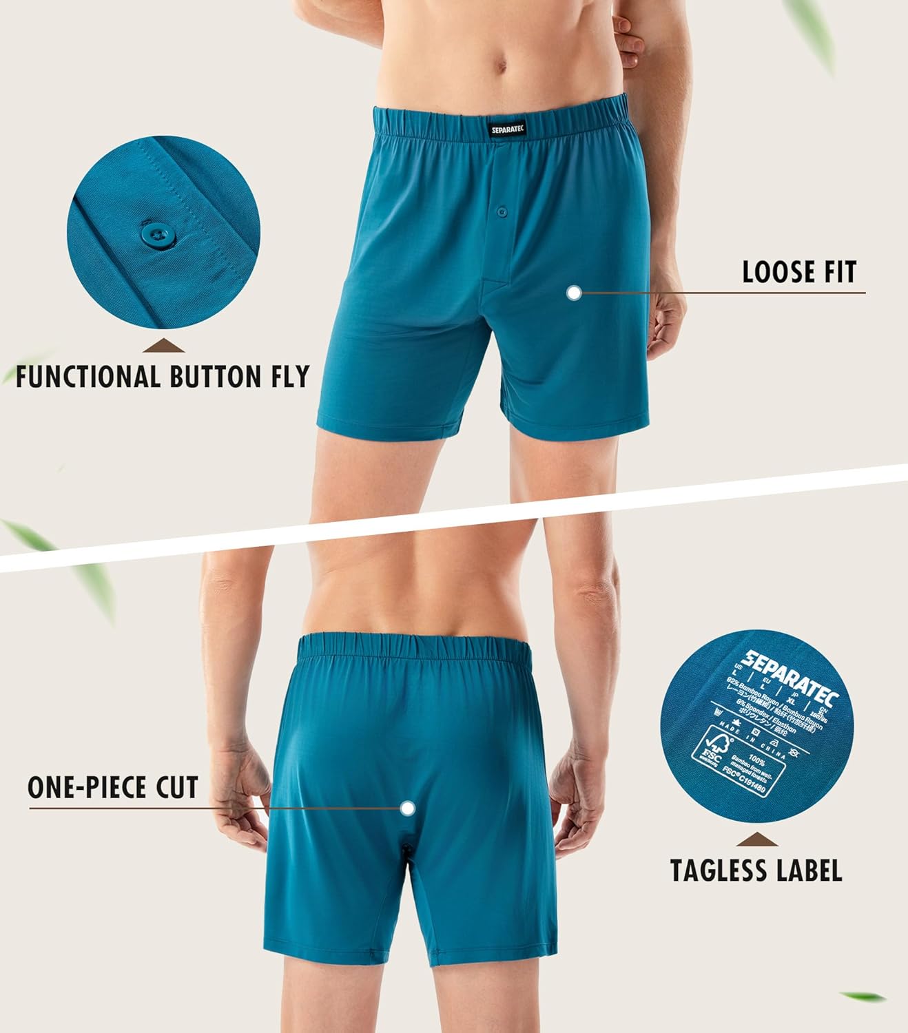 Separatec Stretch Satin Mens Boxer Shorts Buttery Soft Silk Boxers for men Breathable Loose Fit Mens Underwear 3 Pack - Image 5