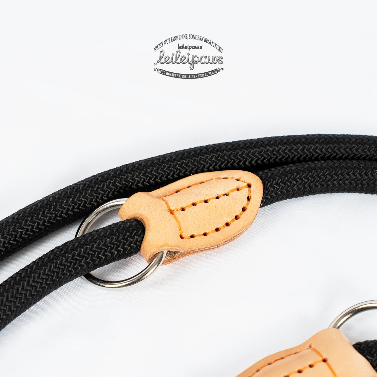 3 m Verstellbare Multifunktions-Hundeleine aus Nylon & Leder – Führ-, Schulter- & Hüftleine für kleine bis große Hunde – Robust für Training, Spaziergang & Joggen (Schwarz, 3m x 0.8cm)
