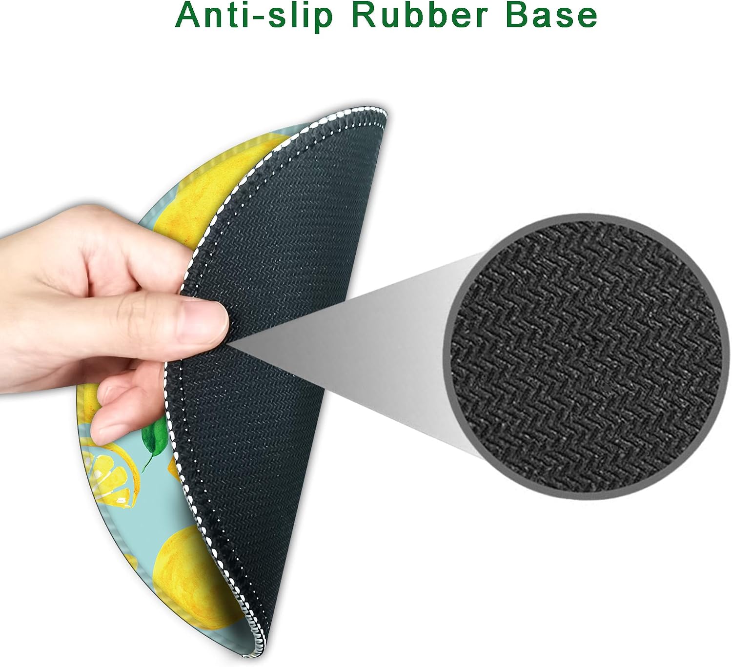 DOOKE Mouse Pad with Stitched Edge, Premium-Textured Mouse Mat with Waterproof Non-Slip Rubber Base, Cute Round Mousepad for Laptop Computer Office Desk Accessories,7.9 x 7.9 inch, Summer Lemons