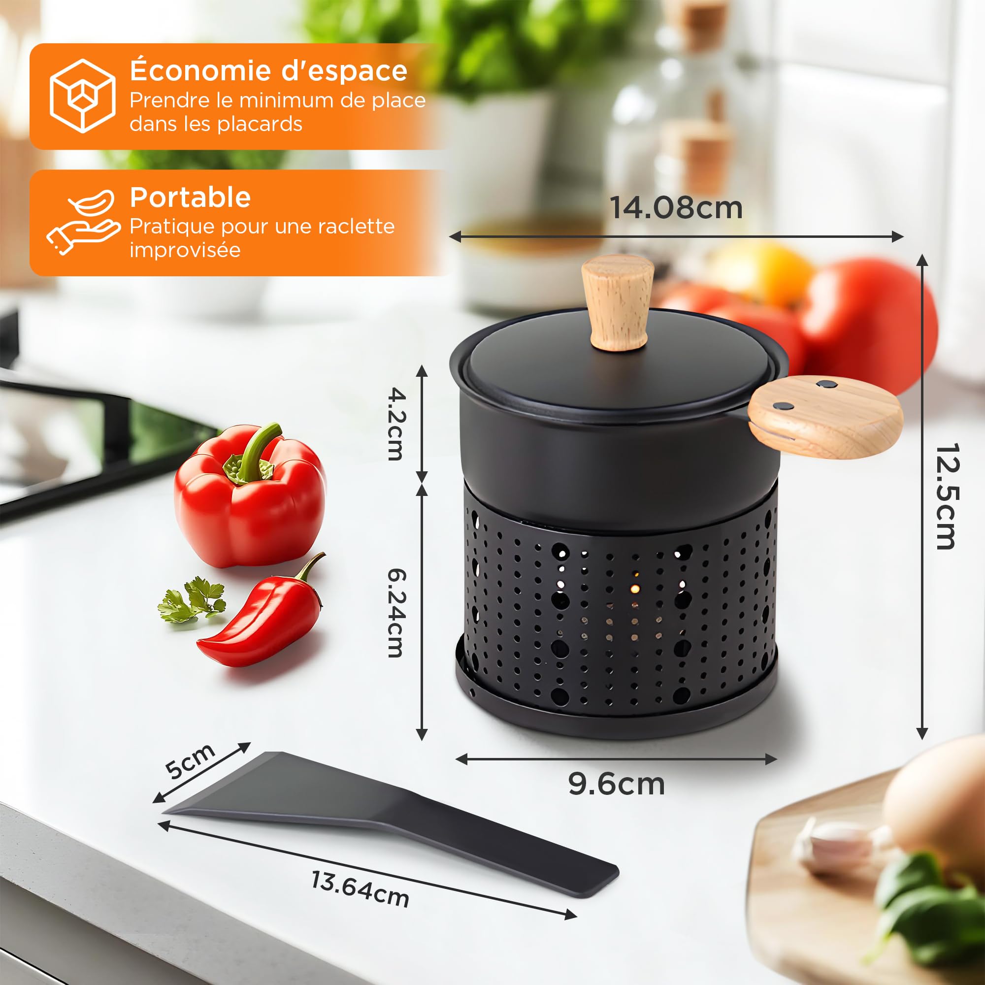 ipow Lot de 4 Appareil Raclette Bougie à Revêtement Antiadhésif,Poêlon Raclette Individuelle de Fusion Rapide sans Fil pour Fromage Fondu Chocolat Oeuf Frit à Table,dans Jardin,en Camping,4 Spatules