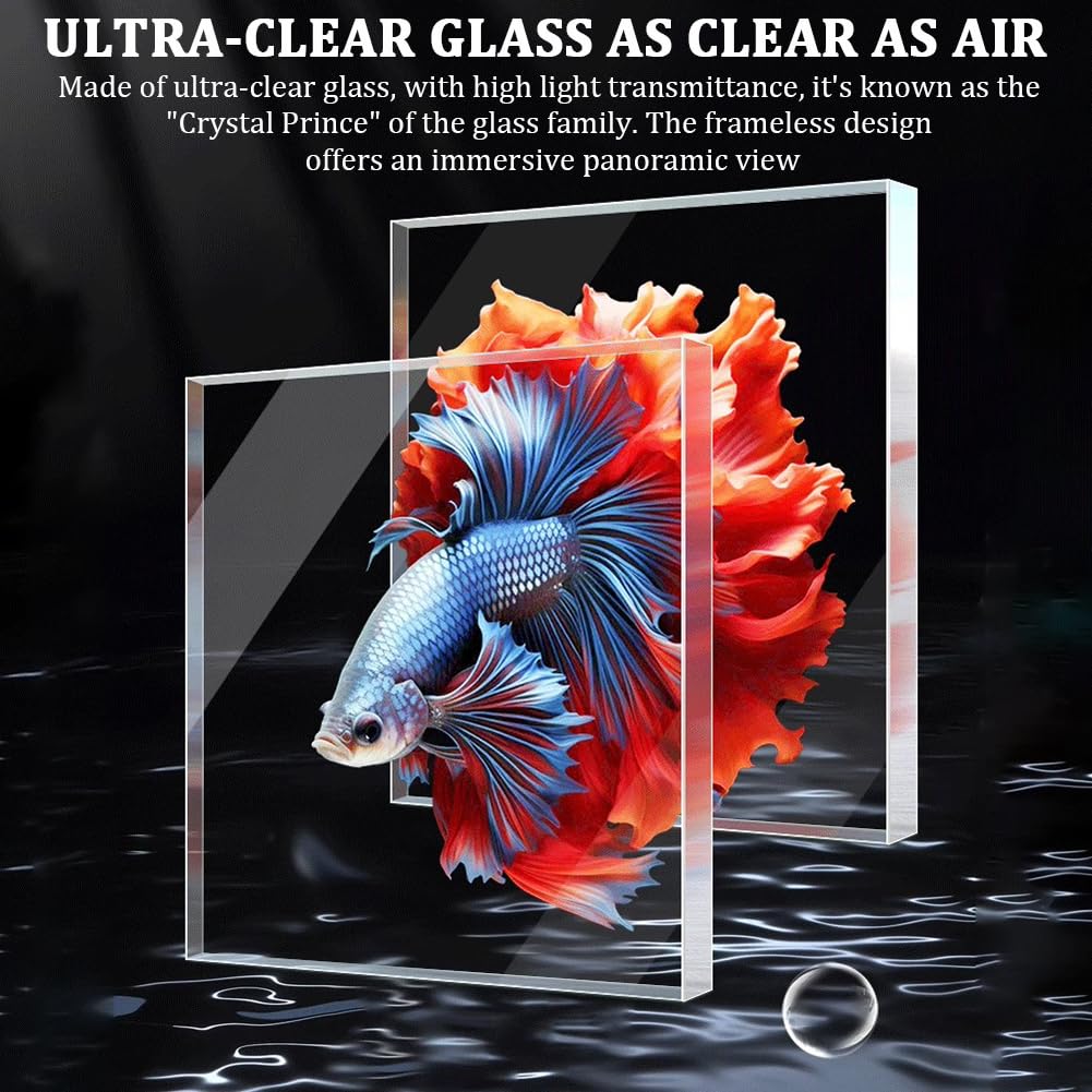 Moderno Acquario in Vetro Curvo, Acquario Intelligente Integrato, Acquario da Pavimento per Impieghi Gravosi, Sistema di Filtraggio Laterale, con Bancone in Vetro.,Length 130cm e