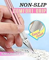 Vista 4 de DIYSELF 1 pieza Cuchillo de Manualidades Cuchillo Exacto con Kit de 11 piezas de Cuchillas de Acero Inoxidable, 1 pieza Regla de Acero de 5.9