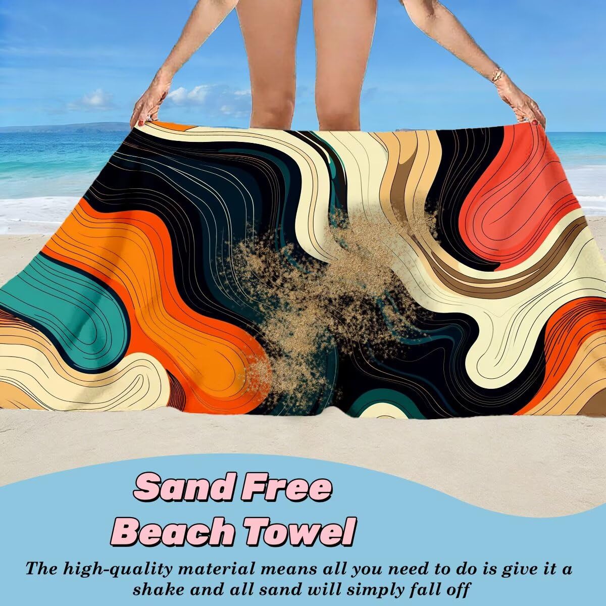 Toalla Playa 80x160 cm, Toalla Gimnasio Microfibra Secado Rapido, Juego de 2 Antiarena Toallas de Playa, Ligera Compacta Toallas Microfibra Grande para Viaje, Regalo Hombre Mujer (Abstracto) -5055