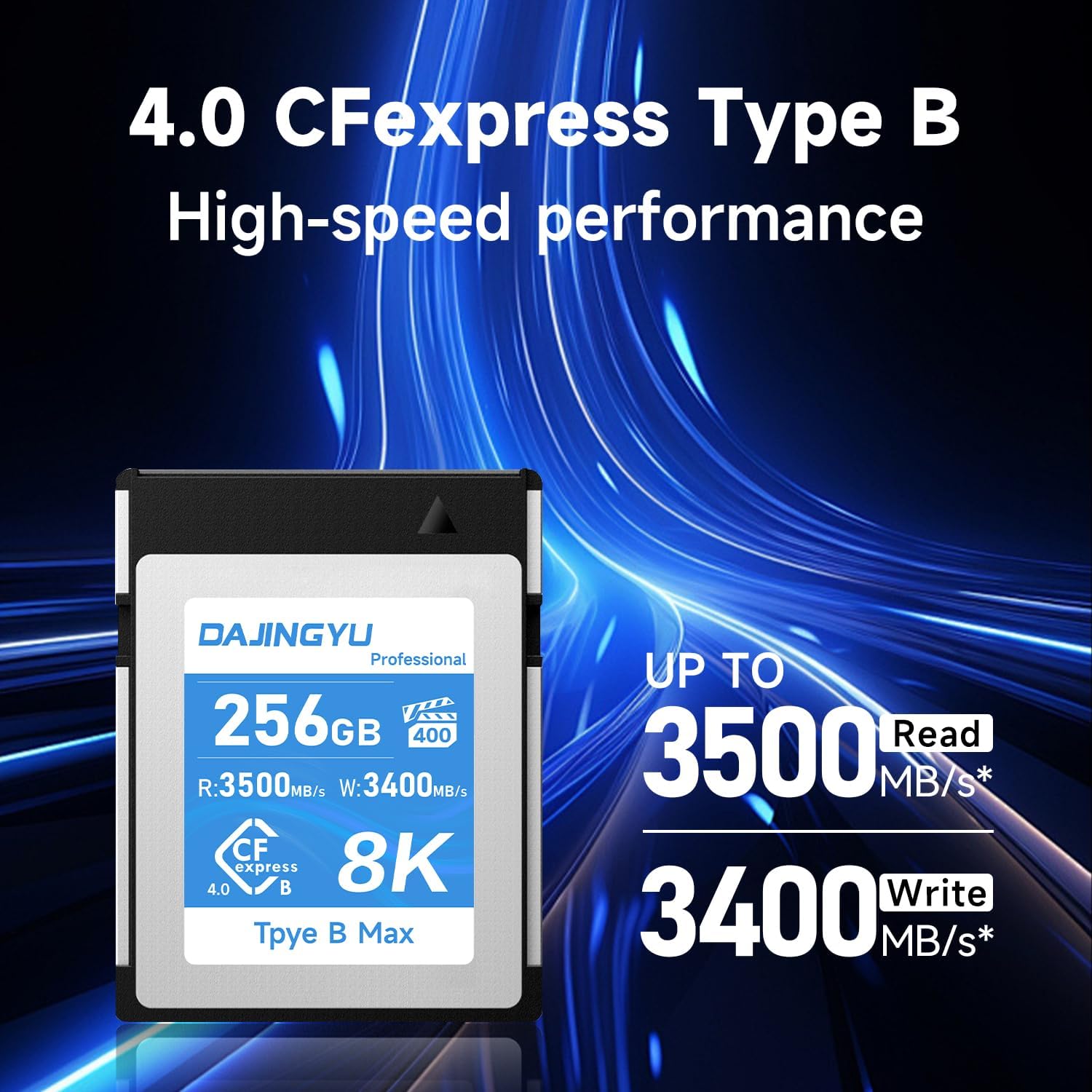 256GB CFexpress 4.0Type B Memory Cards for 8K RAW Photo and Video Recording Compatible with Nikon R5/R5C/Z8/Z9 Canon Cameras up to 3500MB/s Write,3400MB/s Read