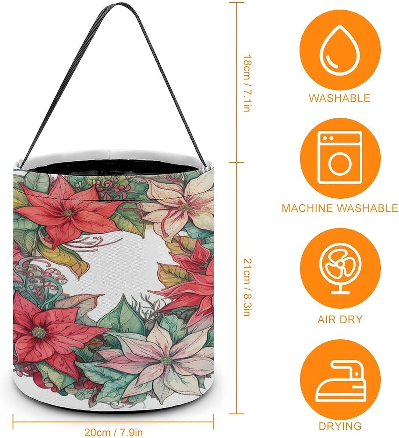 LLUTSNTH Flowers on Wreath Halloween Tote Treat Bag for Trick Or Treat image 2