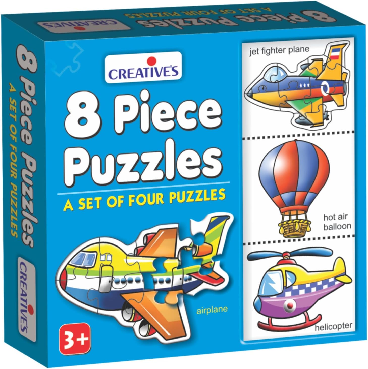Creative's 8 Pieces Puzzle | Educational Jigsaw | Fun With Learning Toy Game | Air Transport 8 Piece Puzzles | Knowledge Of Air Transport (Fighter Plane, Hot Air Balloon , Helicopter & Airplane) Game For Kids 3 & Up