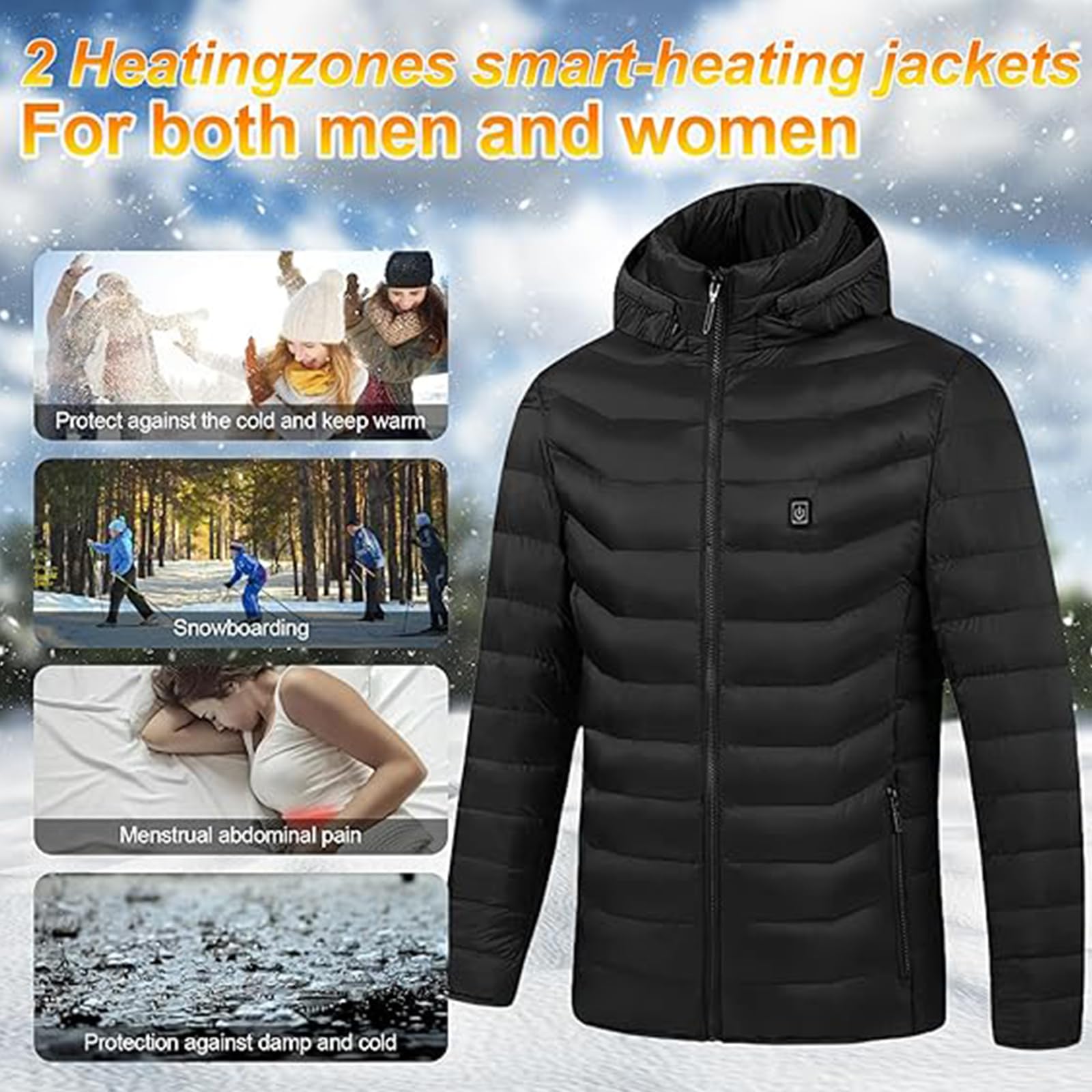 Verwarmde Jassen voor Mannen USB Verwarmde Jas Hooded Intelligente Elektrische Verwarming Katoenen Kleding Constante Temperatuur, Groen, XXL