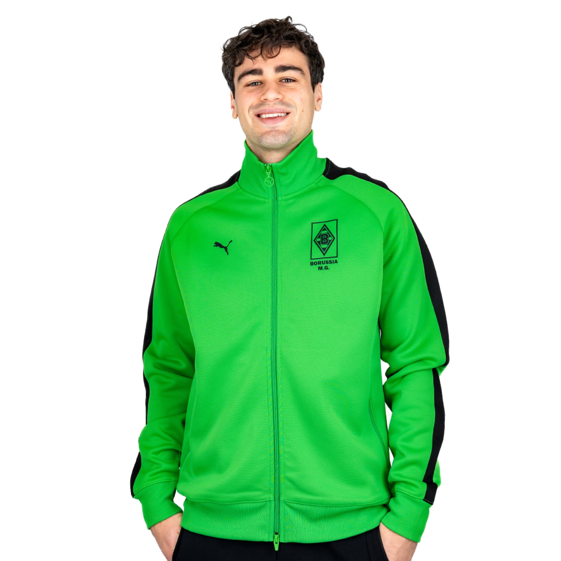 PUMA T7 Trainingsjacke Grün | Borussia Mönchengladbach | Sportjacke mit Vereinslogo