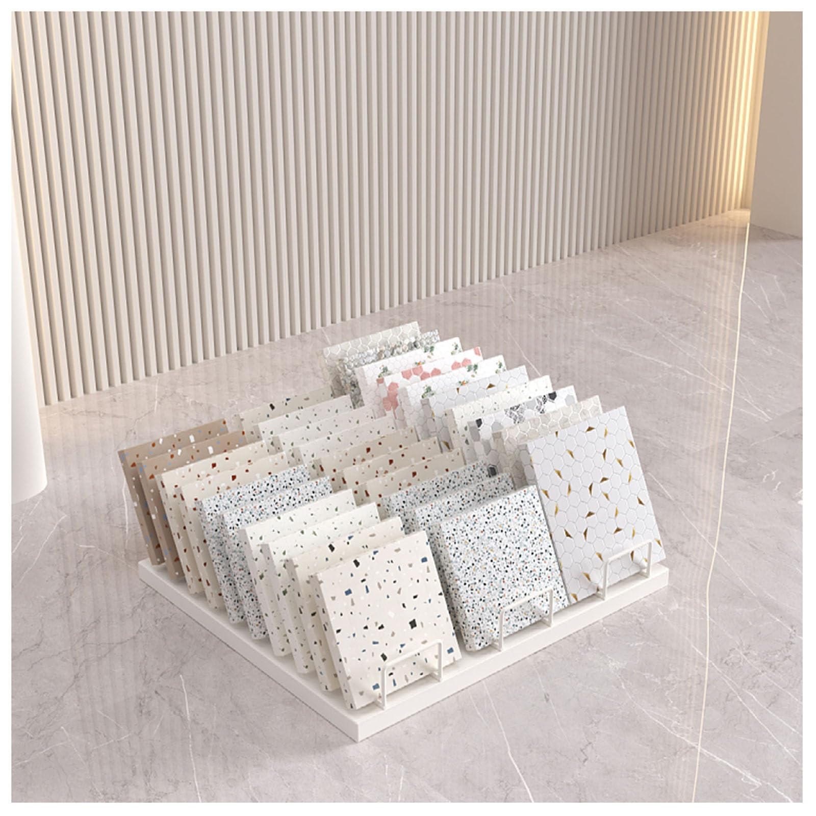 Small Metal Tile Display Shelf For 30 Samples Three Rows Building Material Samples Tile Display Stand Ce