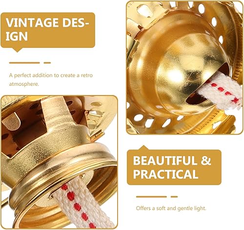 Miniatura 6 de HOMSFOU Reemplazo del quemador de lámpara de aceite con tubos de vidrio, piezas de lámpara de queroseno, quemador de latón, lámpara de aceite,