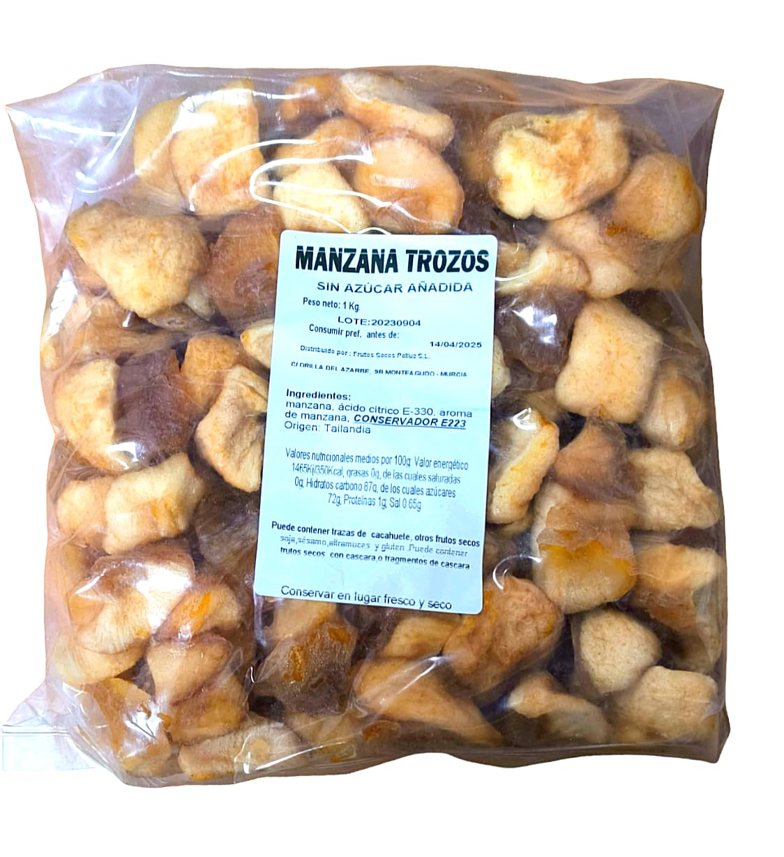 Manzana Deshidratada sin azúcar añadido 1 Kg - sin grasas saturadas - pelluz