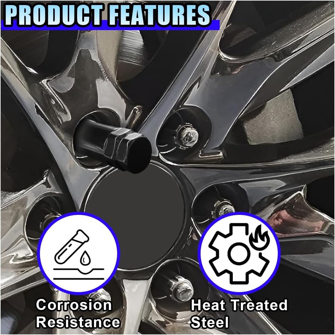 7 Point Spline Drive Tuner Socket Key Tool, Lug Nuts Socket Wrench Replacement Tool with 13/16" (21mm) and 7/8" (22mm) Hex, Compatible with 14x1.5, 14x2.0, 9/16 Lug Nut (Black)