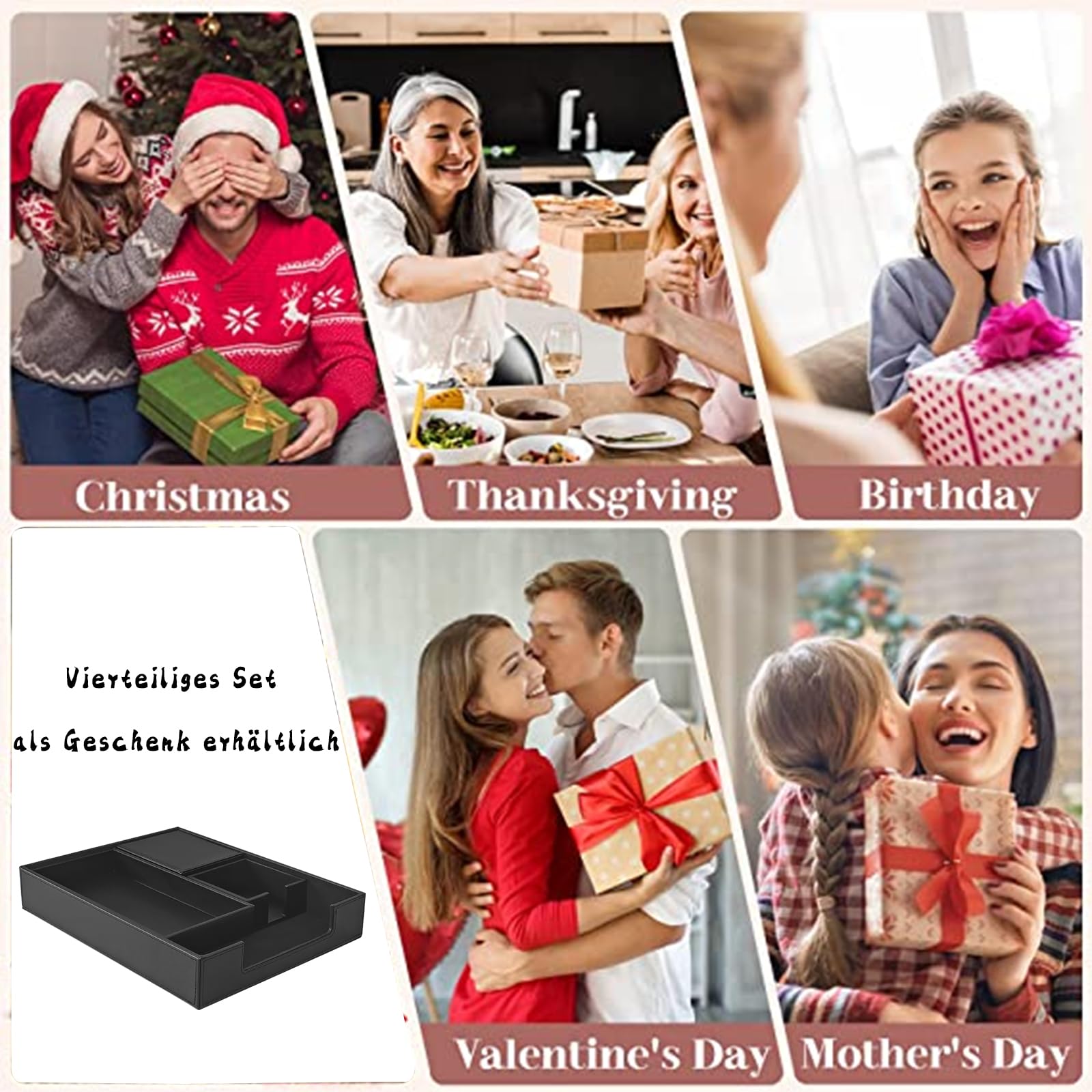 Schreibtischset PU Leder, Schreibtischset mit Schreibtisch Organizer, Stifthalter, Briefablage, Bürotisch für Männer und Frauen, Büro Büro Organizer (Schwarz)