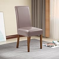 Vista 57 de YISUN Fundas para sillas de comedor, de piel sintética maciza, impermeable y resistente al aceite, funda protectora para silla de comedor