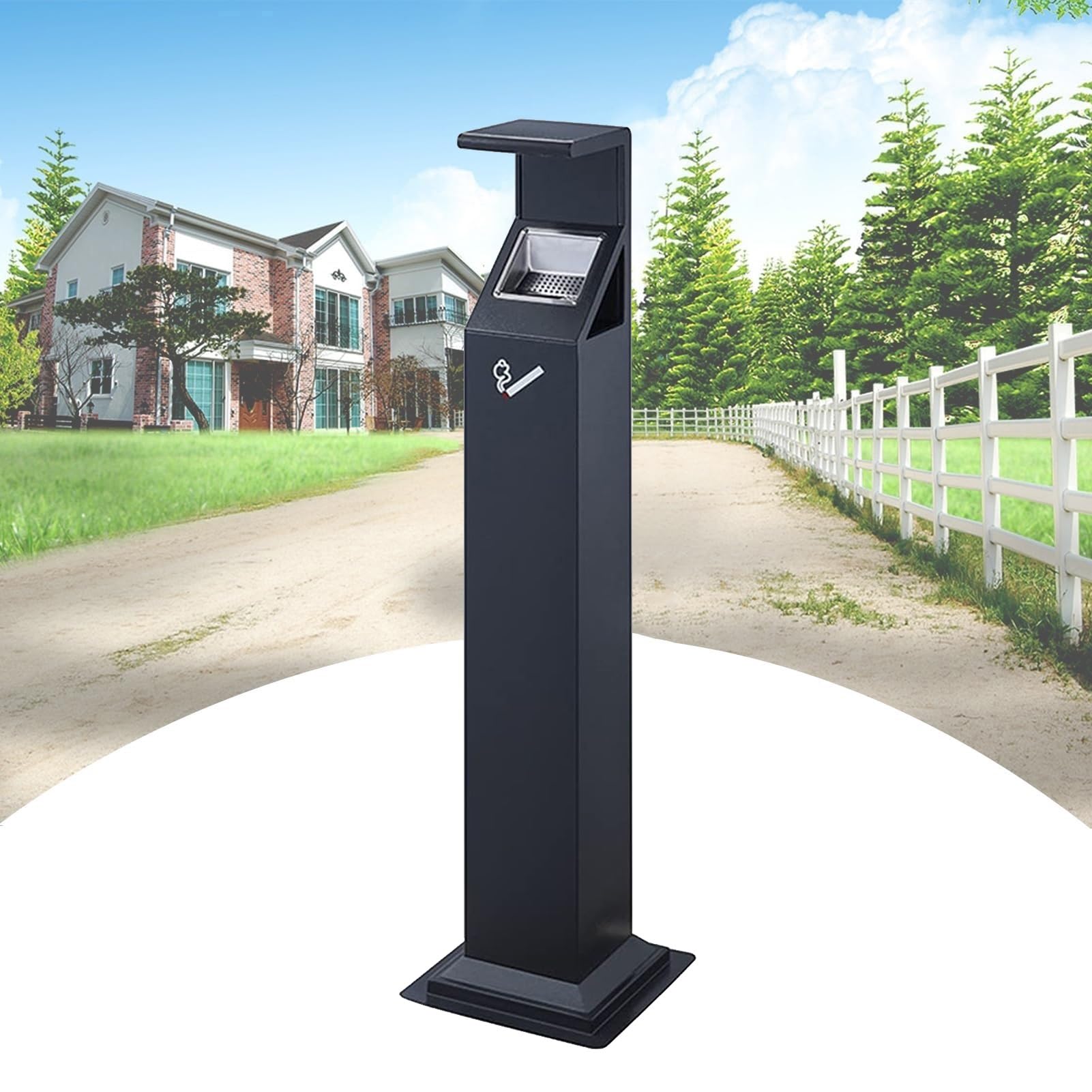 Cenicero de pie de acero inoxidable resistente al viento para uso en exteriores, ideal para patios y espacios comerciales