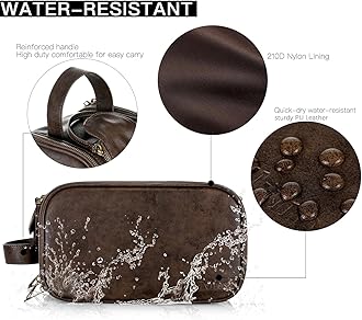 Elviros Toiletry Bag for Men, Large Travel Shaving Dopp Kit Water-resistant Bathroom Toiletries Organizer PU Leather Cosmetic Bags