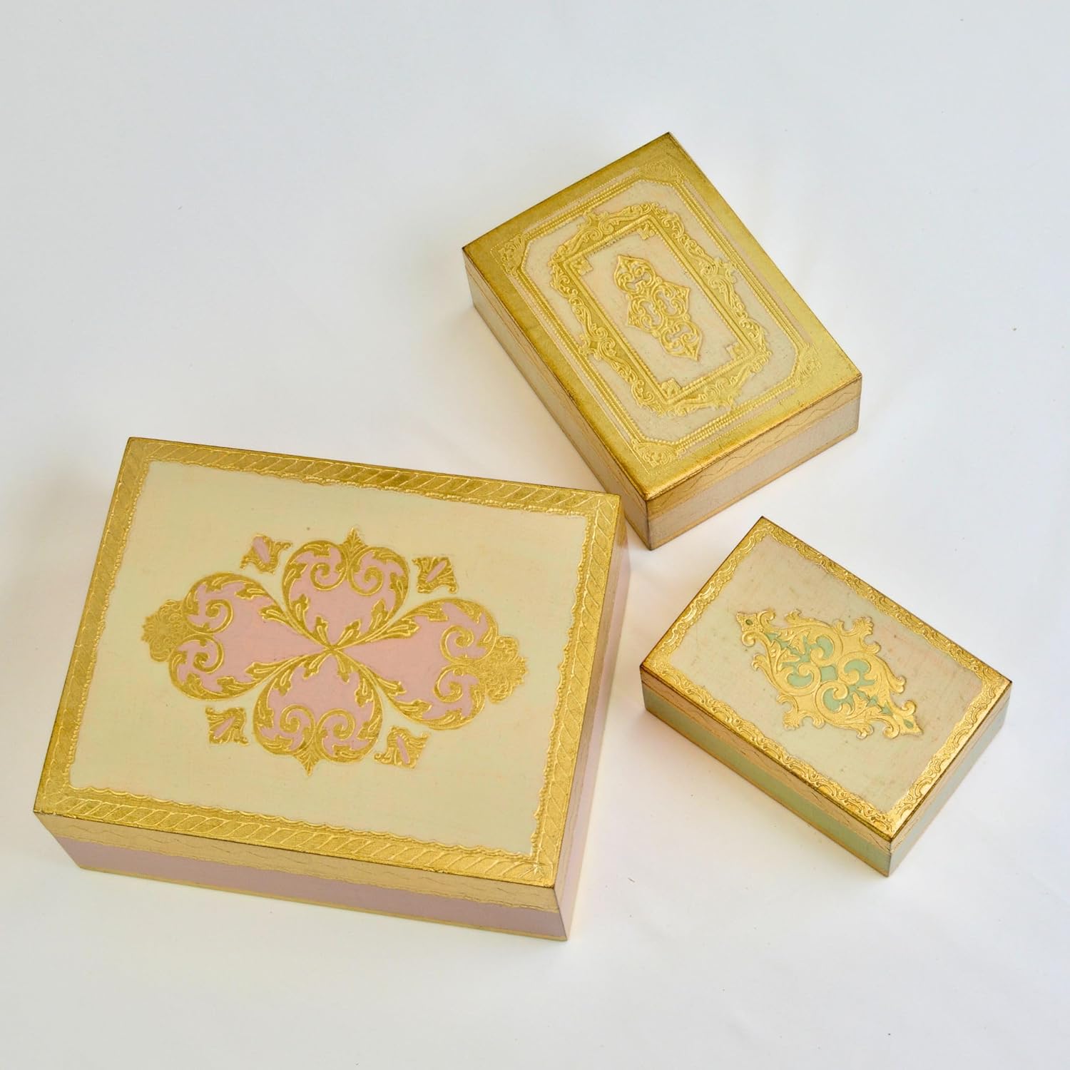 Small, Hand-Painted, Florentine Wooden Jewelry Box, 8x10, for Keepsake Storage, Birthday, Anniversary, Wedding, Holiday Gifts for Women, Handmade by Artisans in Italy. (Red)