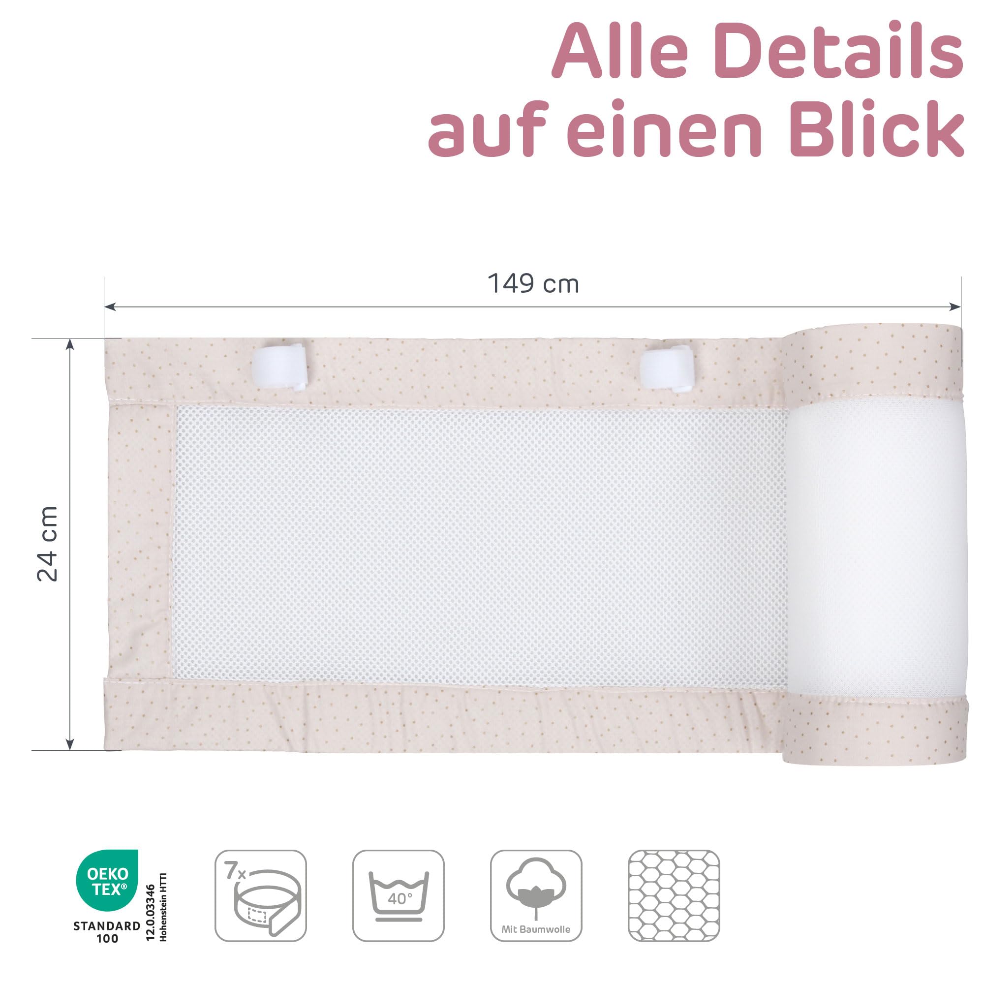 babybay Gniazdko 3D Mesh Royal pasuje do modelu oryginalnego, beżowe, błyszczące kropki, złote