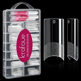 120PCS Clear False Nails and Nail Gule Kit krofaue Square Nail Tips Half Cover Matte Curve Soft Gel Nail Tips 4Pcs Nail Glue for Nail Extension Kit Tapered Square Fake Nail Tips Art Salon and Home DIY