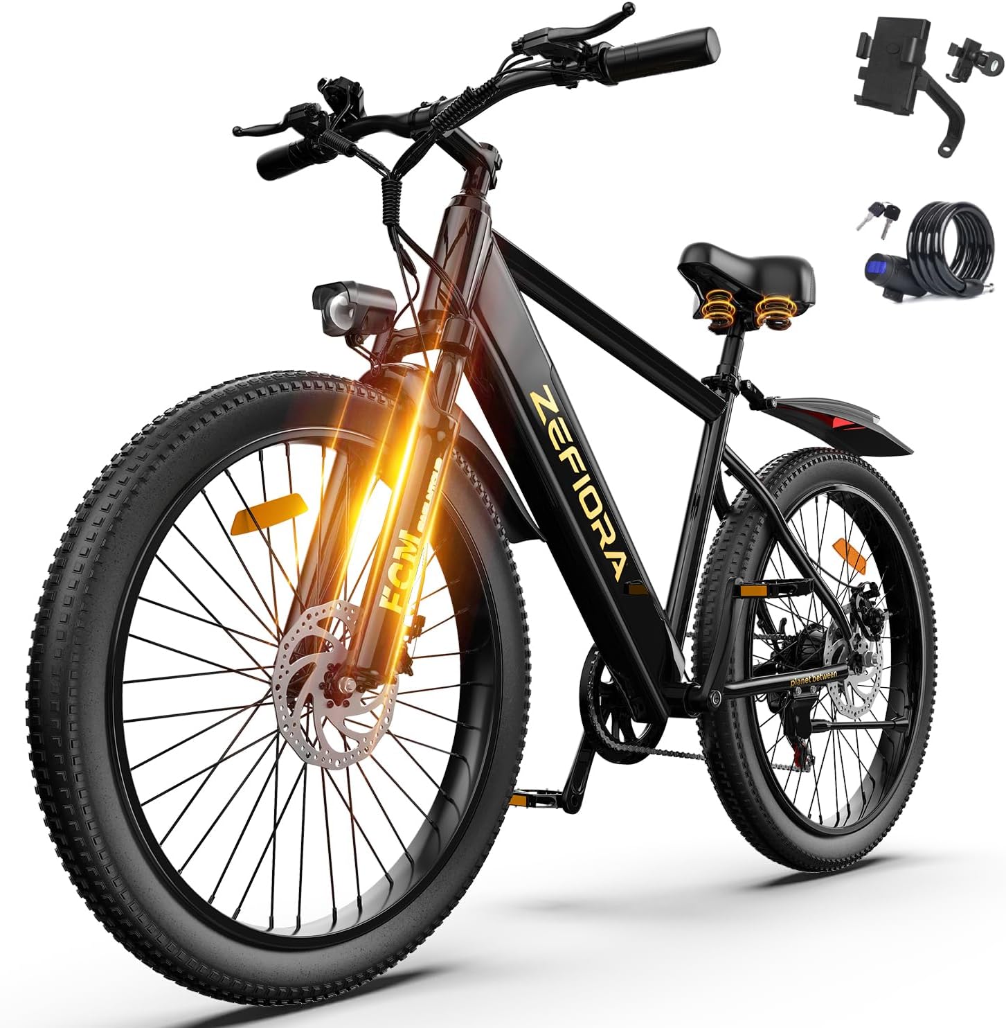 Electric Bike for Adults, 1500W Peak Motor Mountain Ebike, 48V 15Ah Removable Battery, 20MPH, 55 Miles PAS Range, 7 Speed, 26″ All Terrain Electric Bicycle with Phone Holder & Bike Lock