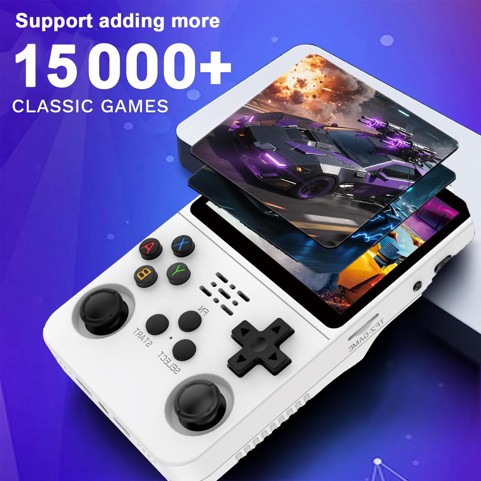 Drqzwp R36S Console Retro Game Portatile aggiornata, Funzione di Archiviazione Manuale, Pulsanti Ergonomici, Oltre 15.000 Giochi Classici Retrò Supporto per l'aggiunta di Altri Giochi (Nero/64G)