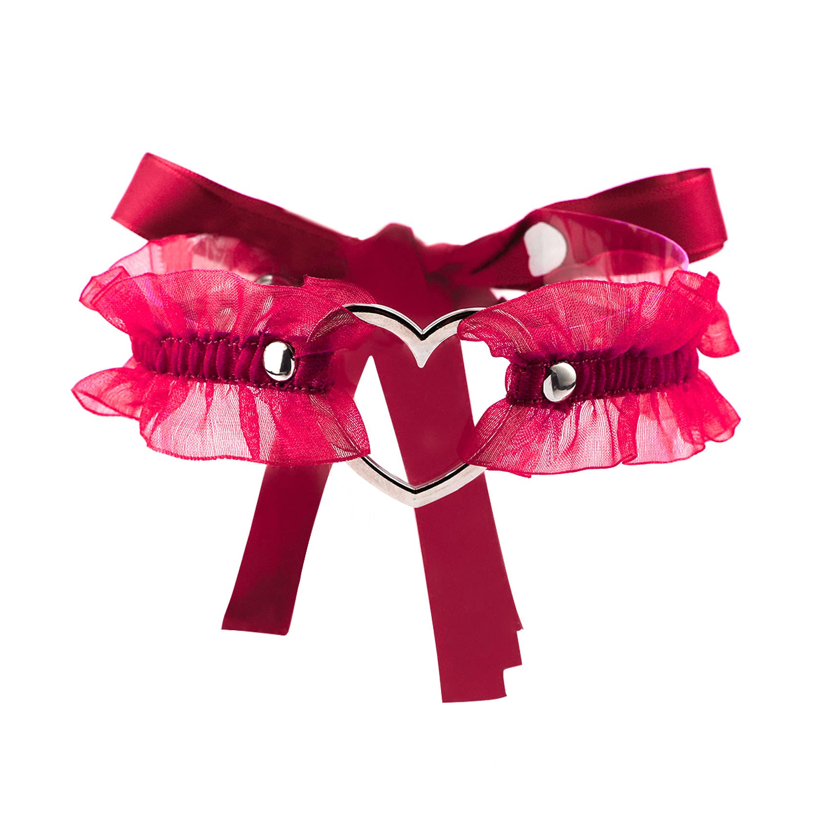 Eigso Velvet Gothic Garter for Women Heart Leg Ring with Rivets Elastic Lace Bracelets Choker Set