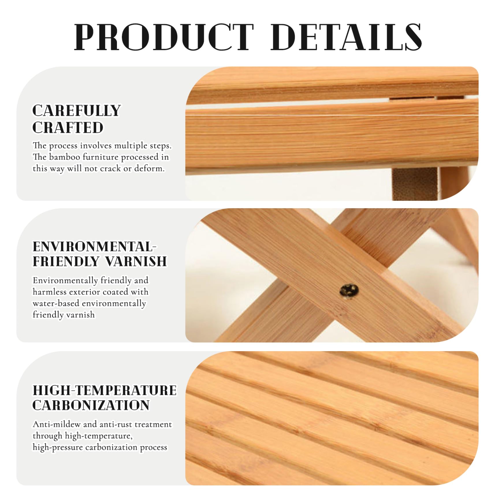 Taburete Plegable bambú de Servicio Pesado Taburete Plegable Silla portátil Banco para jardín al Aire Libre Campamento Picnic baño