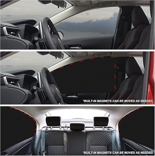 Miniatura 7 de PSLER Parasol universal para ventana lateral, persianas magnéticas de privacidad para automóvil, cortina opaca para camping, dormir, bebés, niños, 4