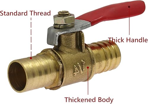 Miniatura 2 de 4 válvulas de bola de agua de latón de 12 pulgada de diámetro de manguera de cierre de manguera de manguera de púas conector conector de tubería de