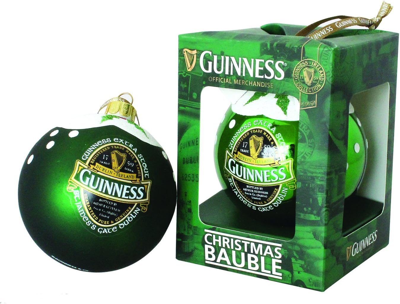 Guinness Official Ireland Collection Bauble With Extra Stout Label Design