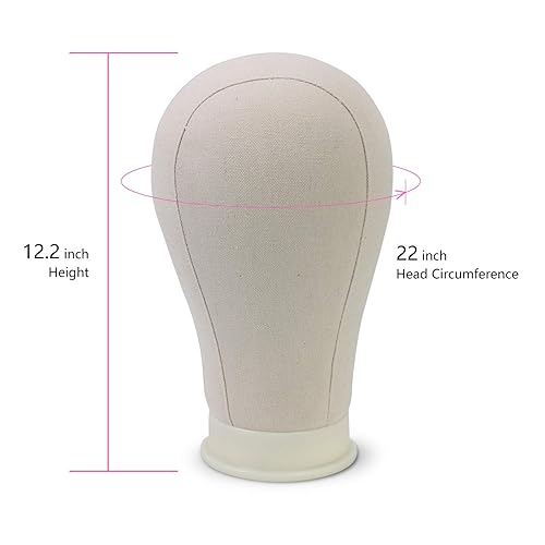 Miniatura 2 de EERYA Juego de cabezales de bloque de lona de 21 a 24 pulgadas para exhibición de pelucas, fabricación de tejido y peinado, cabeza de maniquí