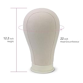 EERYA 21-24 Inch Canvas Block Head Set for Wig Display Making Hair Weave and Styling Mannequin Head with Mount Hole C Stand, Styling Hair Clips, T Needle, C Needles, Thread, Lace Wig Caps (22 Inch)