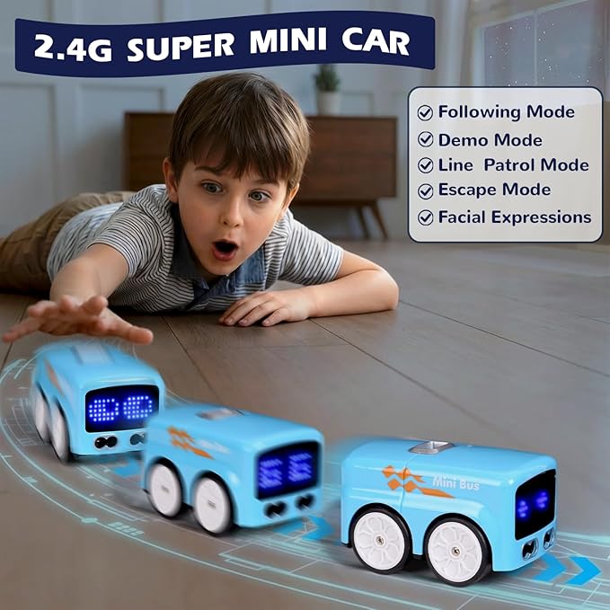 Magic Mini RC Bus, coche que sigue línea, color azul miniatura 5