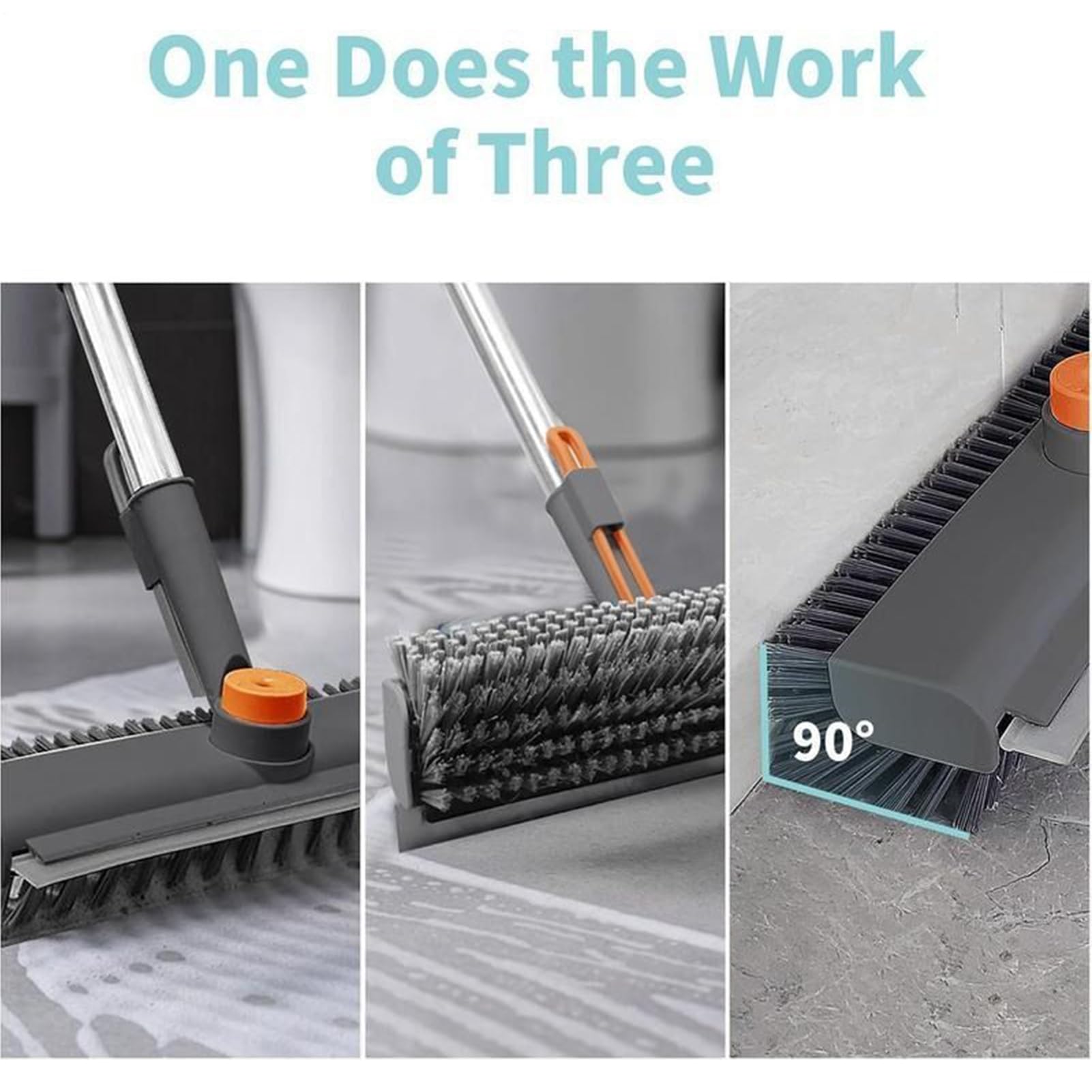 Brosse à Récurer pour Sol avec Manche Long Nettoyeur Multifonction Rotatif