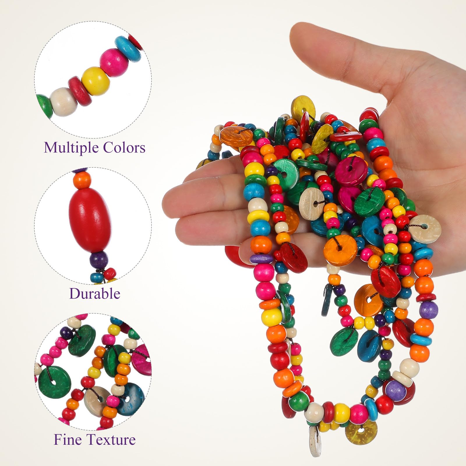 Abaodam Collana Perline di Legno e Guscio di Cocco Donna Bohemien Colore Casuale Lavorazione Fine e Ciondolo Unico, Stile Estivo da Spiaggia per Uso Quotidiano