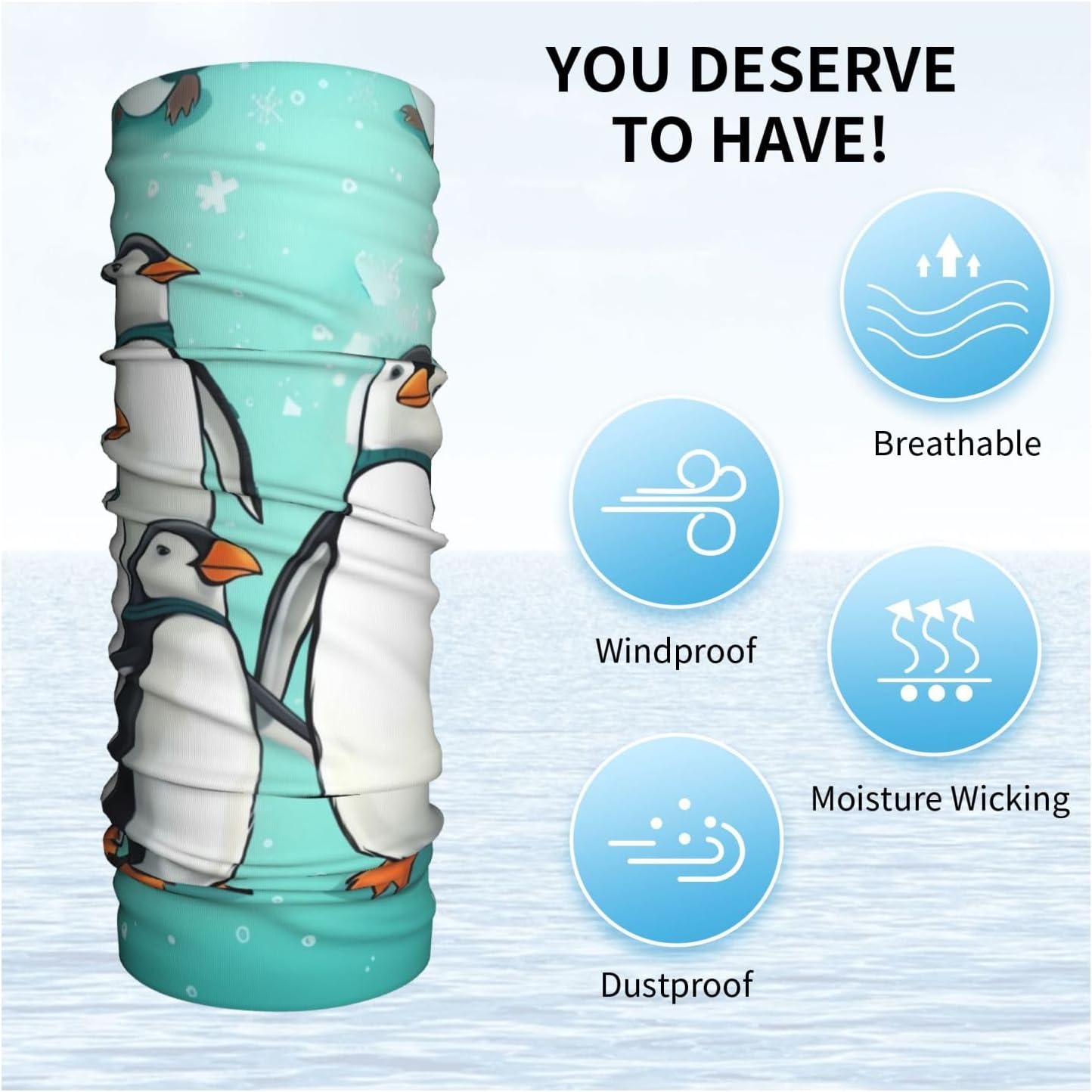 Cute Penguins Family Neck Gaiter UV Sun Protection Face Mask Scarf Cooling Breathable Face Cover for Men Women Elastic Balaclavas Versatile Bandana, Sun & Wind-proof for Skiing Hiking