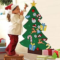 Vista 5 de AerWo Juego de árbol de Navidad de fieltro para bricolaje + 26 adornos desmontables, regalos de Navidad para colgar en la pared para niños