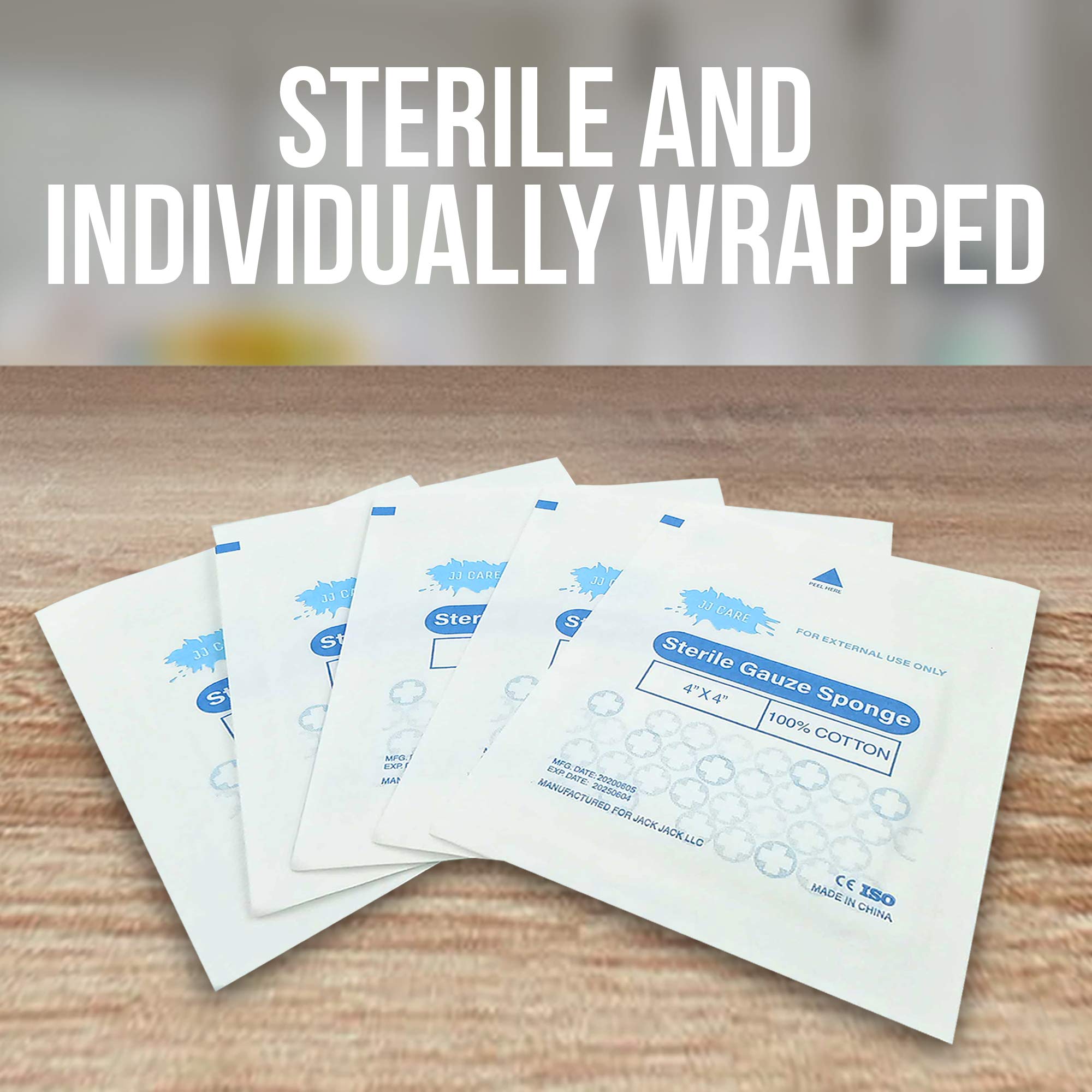 JJ CARE 4x4 Sterile Gauze Pads [Box of 100] 12Ply Cotton Gauze Pads