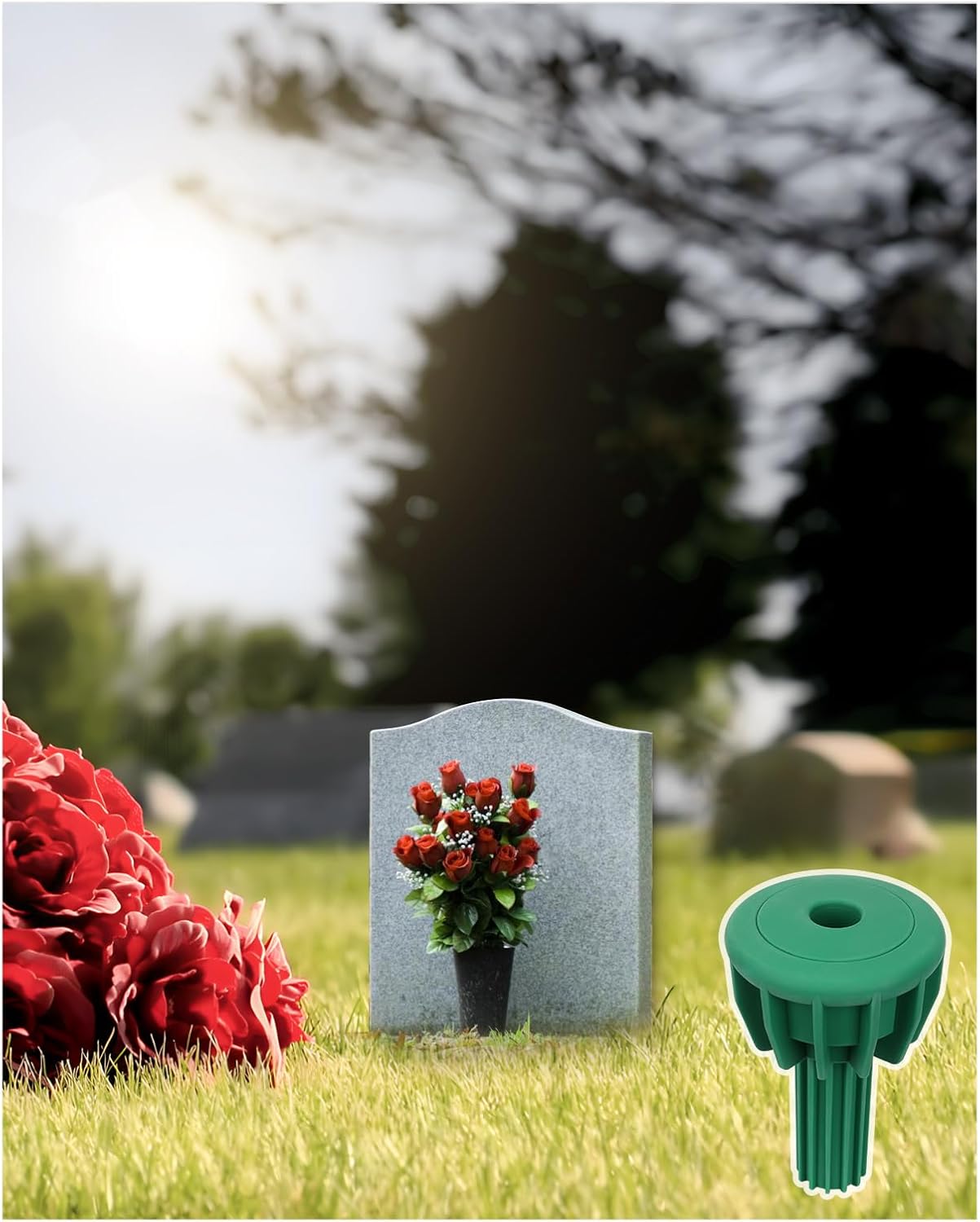 Cemetery Vase Rubber Inserts, Silicone Secure Flowers Holder for Headstone