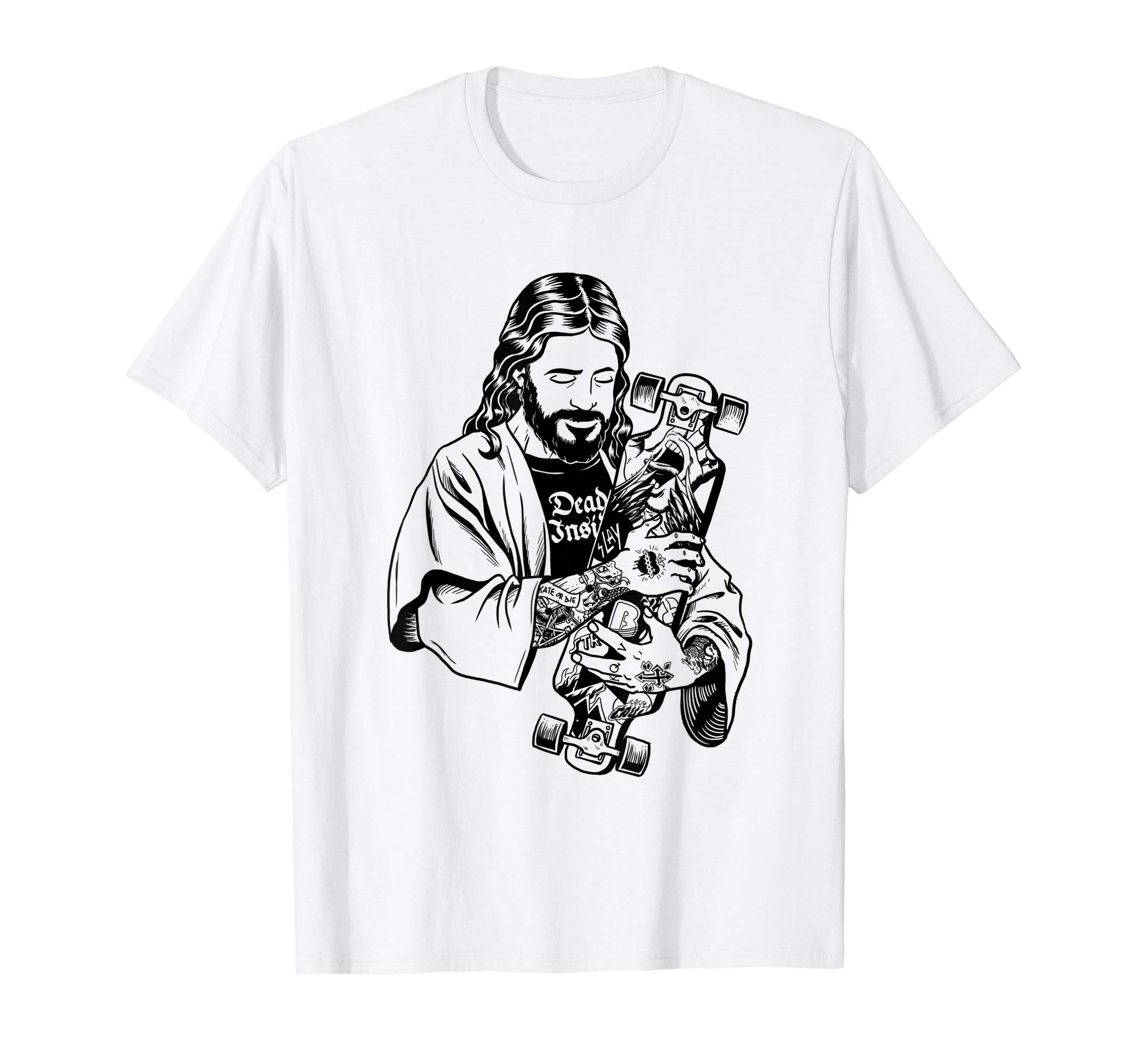 Badass Jesus Punk with Tattoos loves Skateboard Antichrist T-Shirt